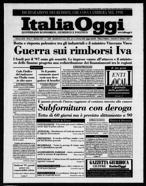 Italia oggi : quotidiano di economia finanza e politica